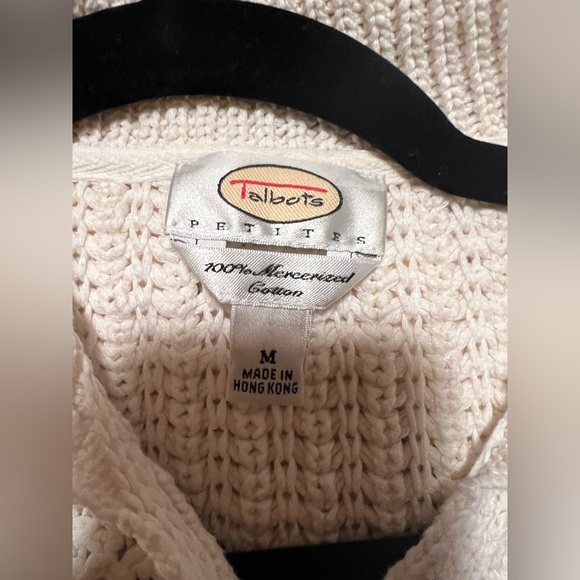 Talbots Cotton Knit Cropped Cardigan Ivory - Picture 8 of 8